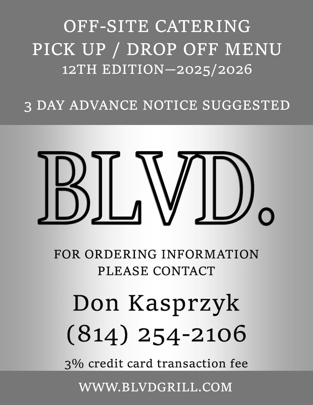 Blvd Grill Catering Menu