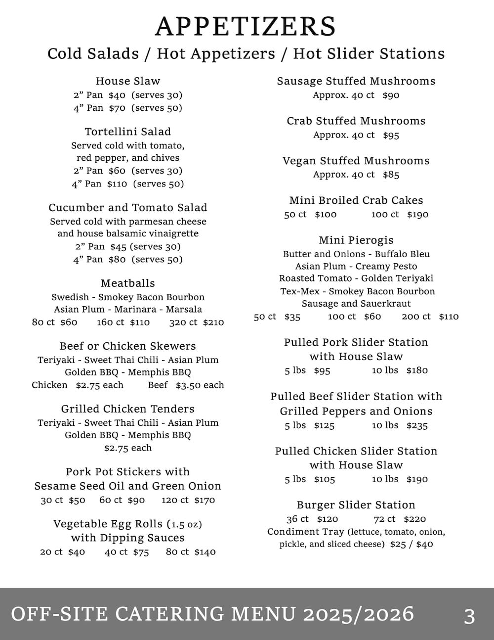 Blvd Grill Catering Menu