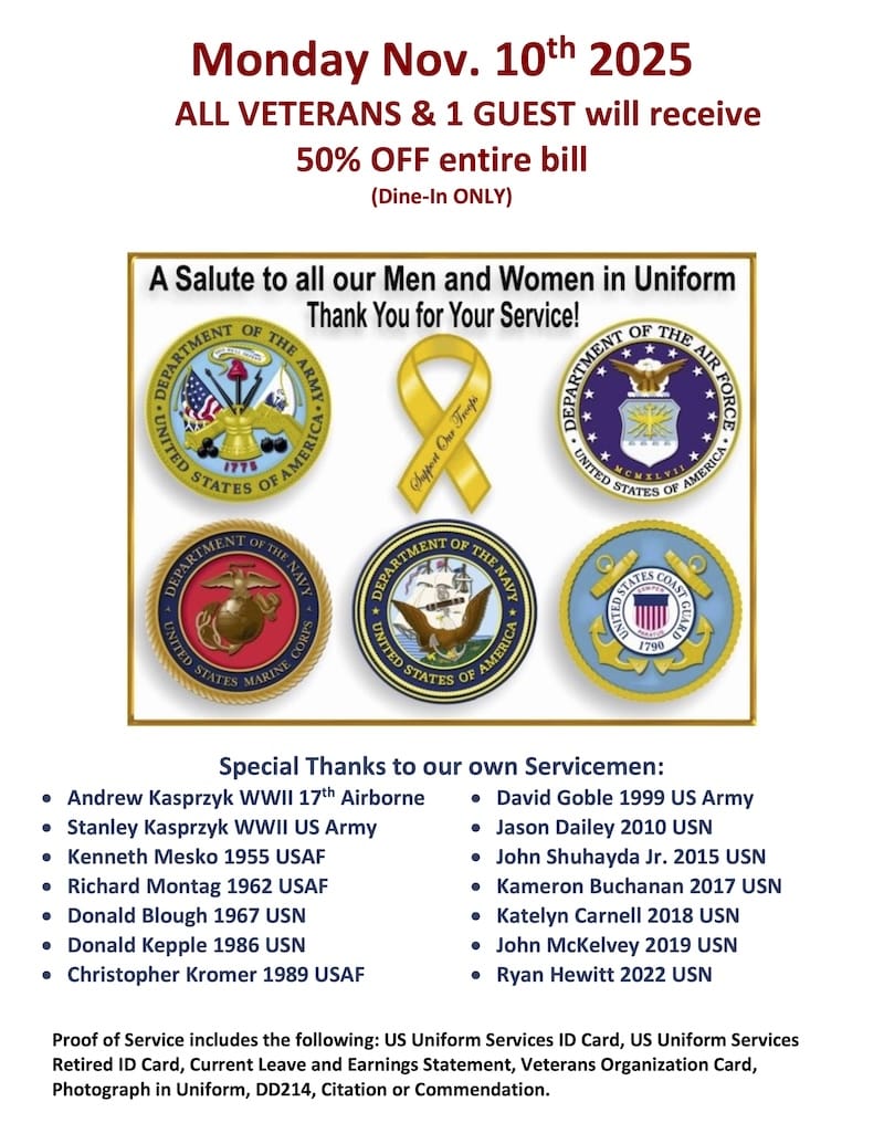 Veterans Day Features Special at Blvd Grill