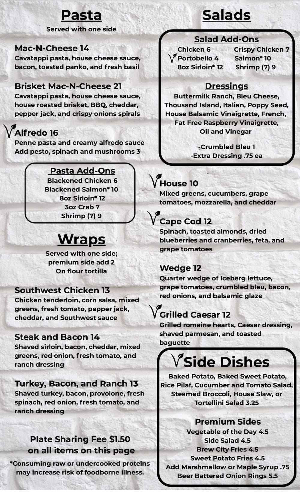 The Blvd Grill dinner menu.