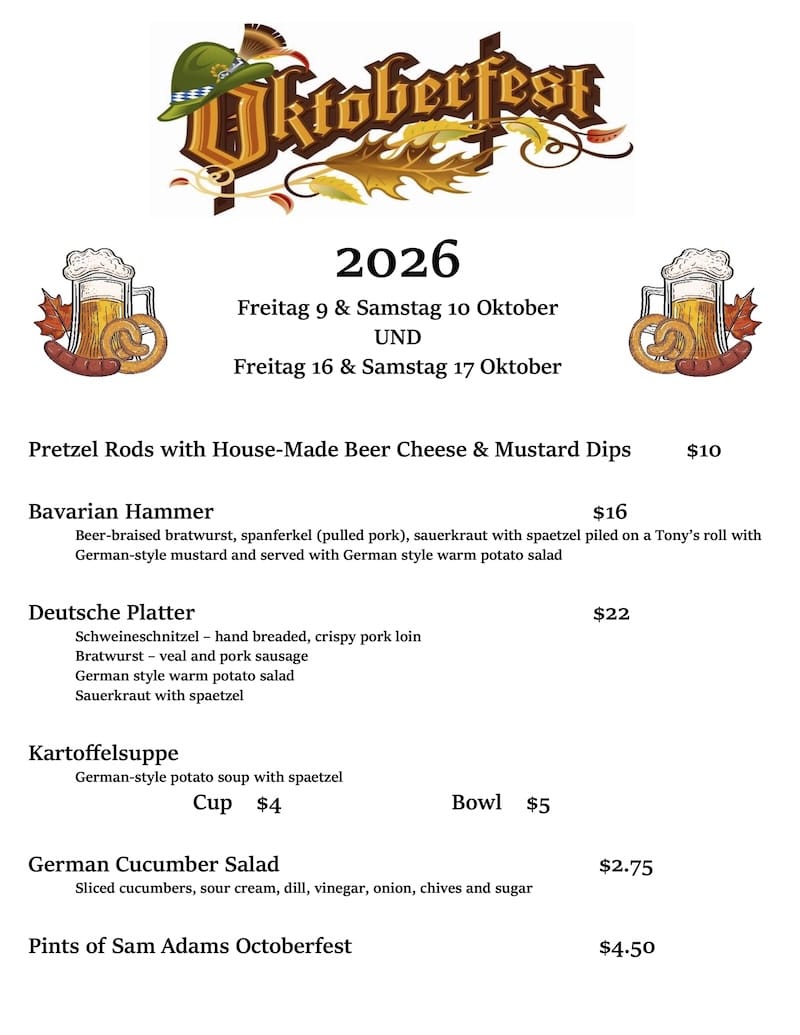 A list of Oktoberfest features at the Blvd Grill.