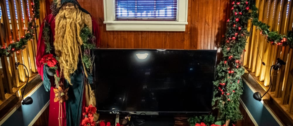 The balcony decorated for Christmas The balcony room at the Blvd Grill Johnstown, PA decorated for Christmas.