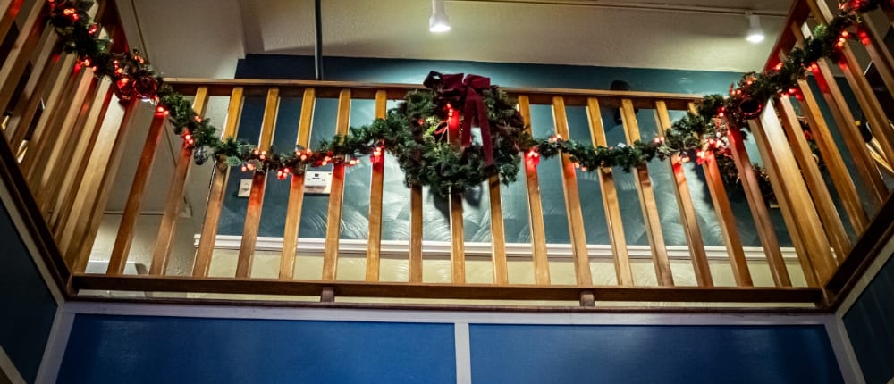 The balcony decorated for Christmas The balcony room at the Blvd Grill Johnstown, PA decorated for Christmas.