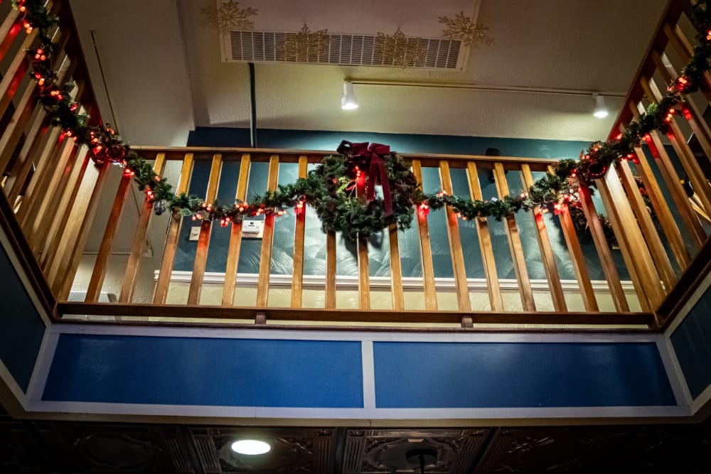 The balcony decorated for Christmas The balcony room at the Blvd Grill Johnstown, PA decorated for Christmas.