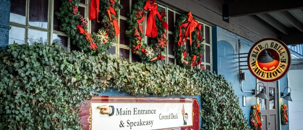 The outside decorated for Christmas The outside of the Blvd Grill Johnstown, PA decorated for Christmas.