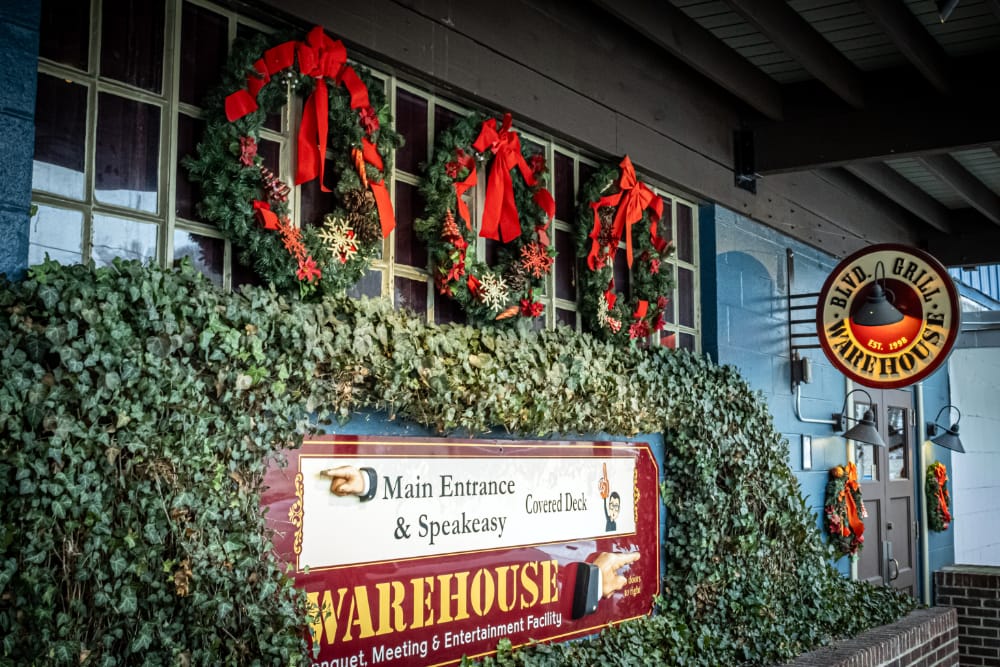 The outside decorated for Christmas The outside of the Blvd Grill Johnstown, PA decorated for Christmas.