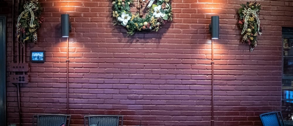 The porch decorated for Christmas The porch room at the Blvd Grill Johnstown, PA decorated for Christmas.