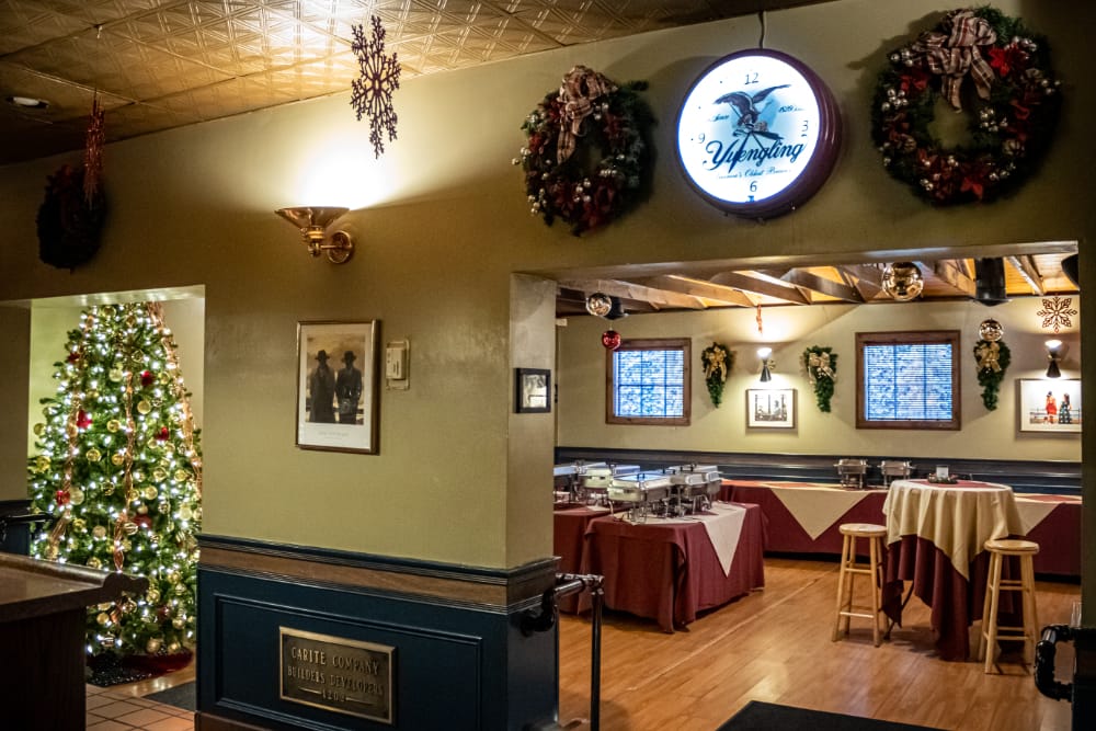 The warehouse decorated for Christmas The warehouse room at the Blvd Grill Johnstown, PA decorated for Christmas.